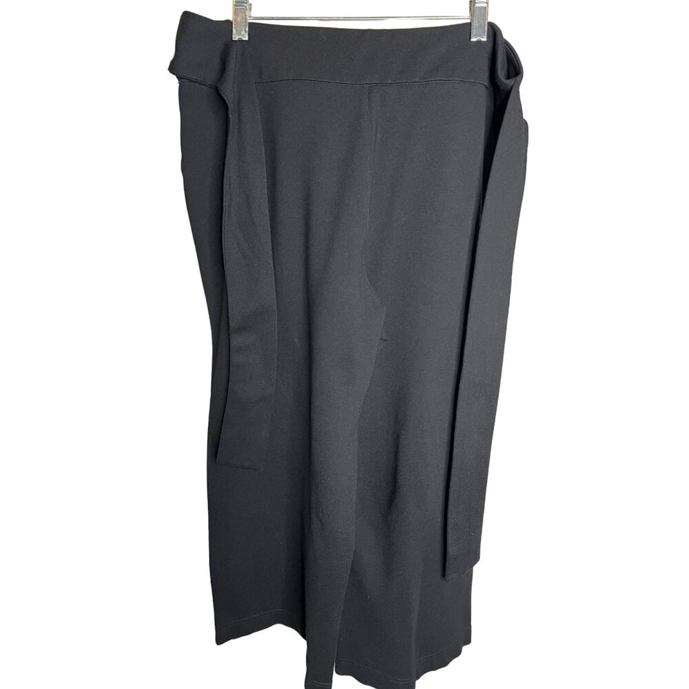 Joe Fresh Women's Large Pants-Capri Black Tie Waist Wide Leg Stretch Goth